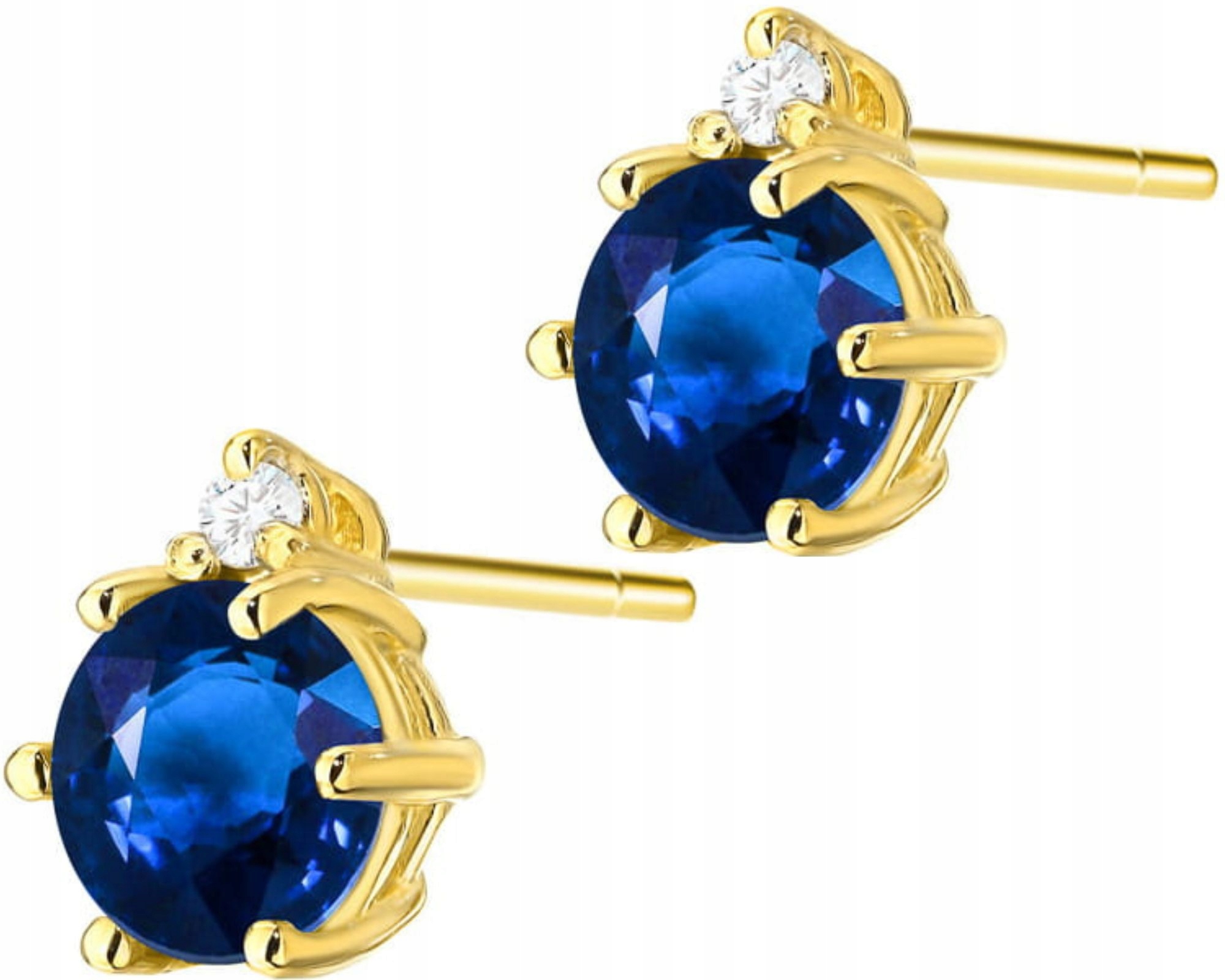 Zlaté Náušnice Se Safíry A Diamanty 585