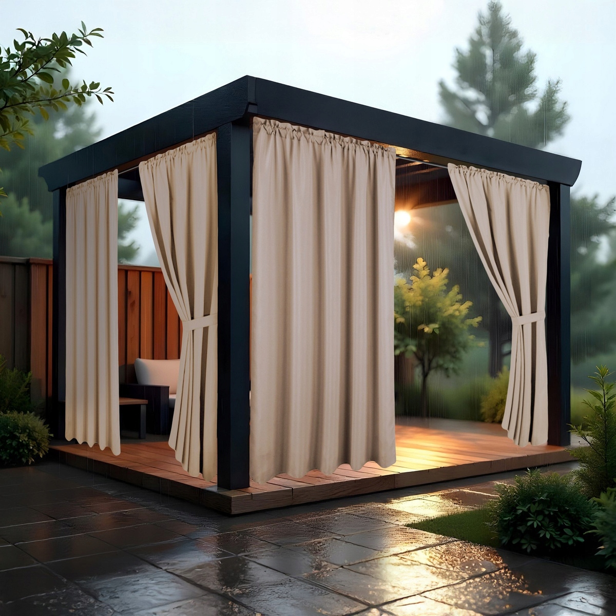 Záhradný terasový záves 155x200 VODOTESNÝ tunel do altánku Rune Béžový Výrobca bez značky