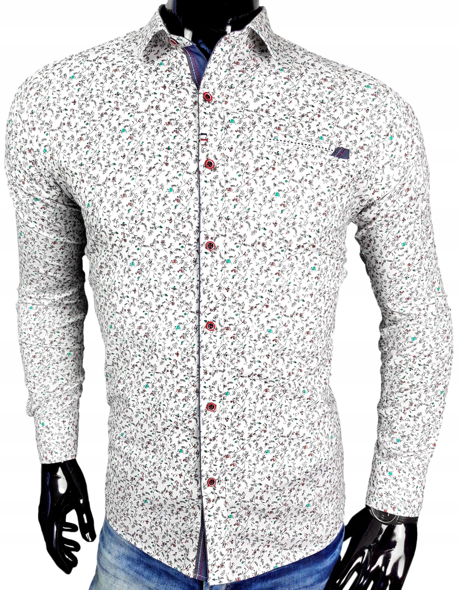

Koszula Męska We Wzorki _ Slim Fit _ EN169 r. 3XL