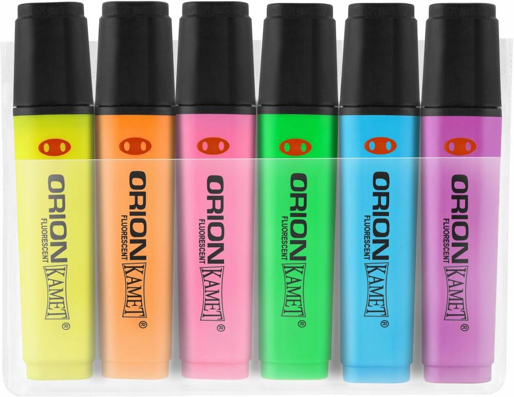 ZAKREŚLACZE Kamet Orion fluorescencyjne MIX 6 KOLORÓW PODKREŚLACZE TEKSTU