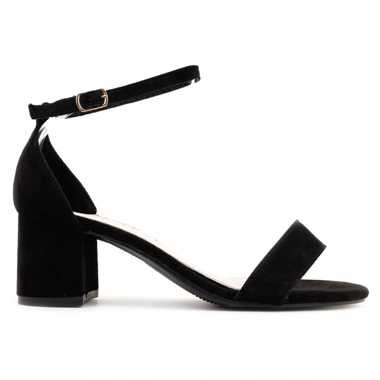 Czarne Sandałki Damskie Na Słupku Ekoskóra Sandały Na Obcasie Zamszowe Buty