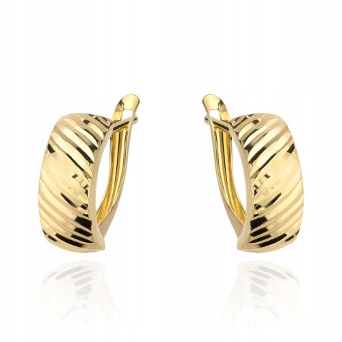 Zlaté Náušnice zdobené diamanty na anglickém zapínání ryzost 585