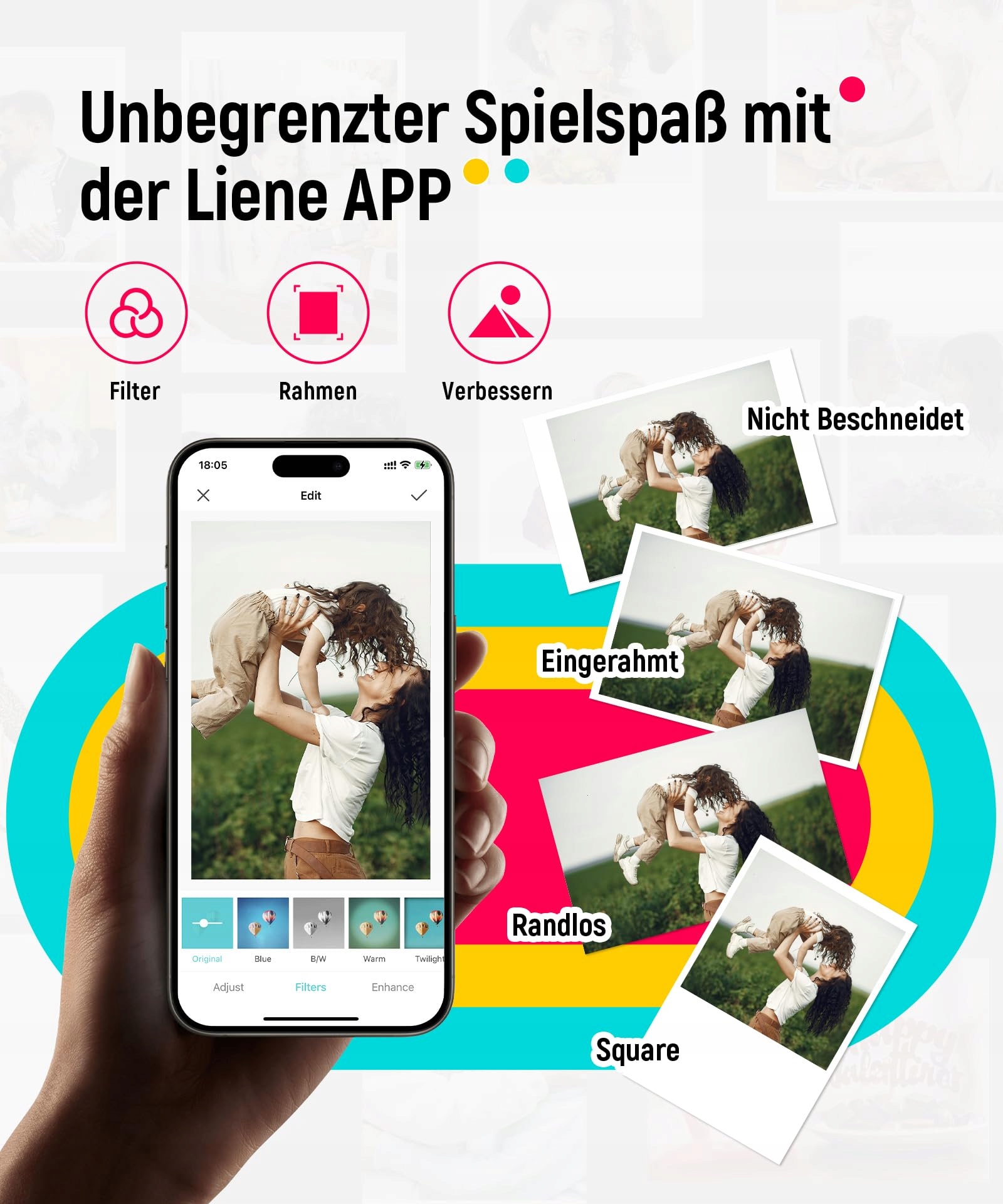 LIENE Mini Drukarka Fotograficzna Bluetooth Do Smartfona Z Papierem — miniatura 4