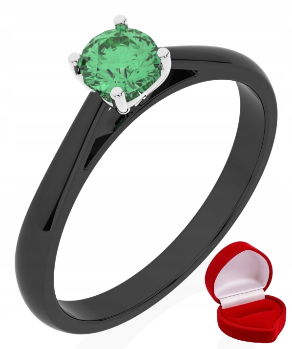 Prstýnek, černé zlato, smaragd 0,30 ct R10