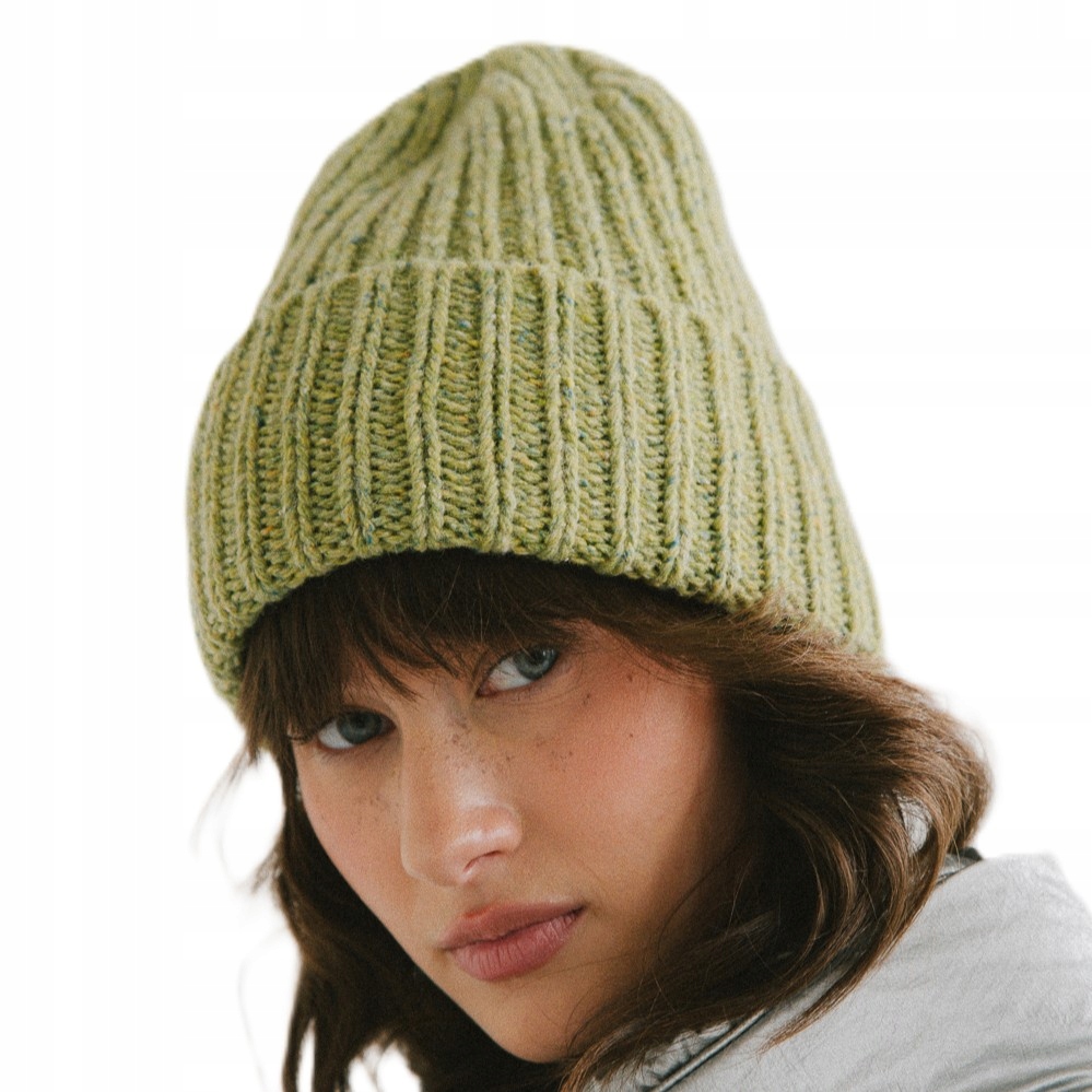 Modní lehká Zelená Vlněná čepice s Hedvábím Gheppio Loman Polska