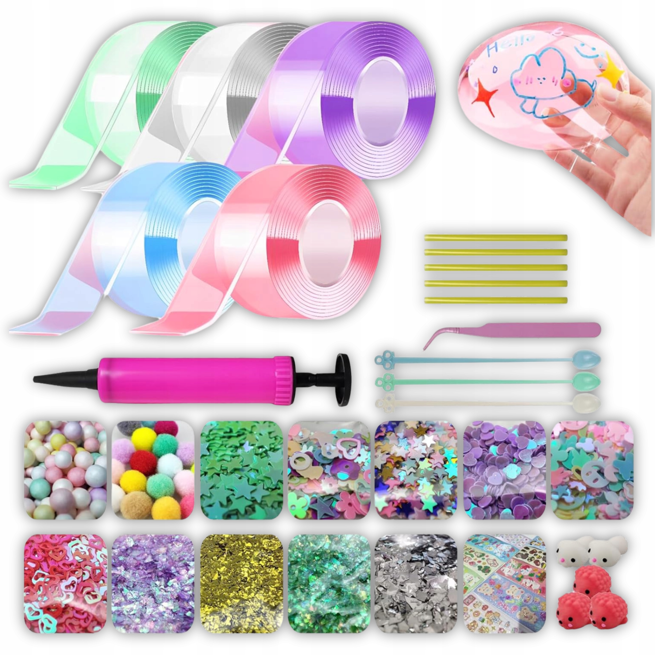 Taśma Bąbelkowa Dwustronna Do Dmuchania Baniek Bubble Nano Squish Bańki 15m