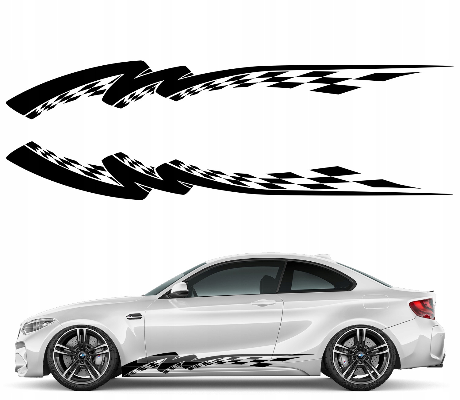 2x Pásy Na Auto Šachovnice 24,5 cm x 214 cm