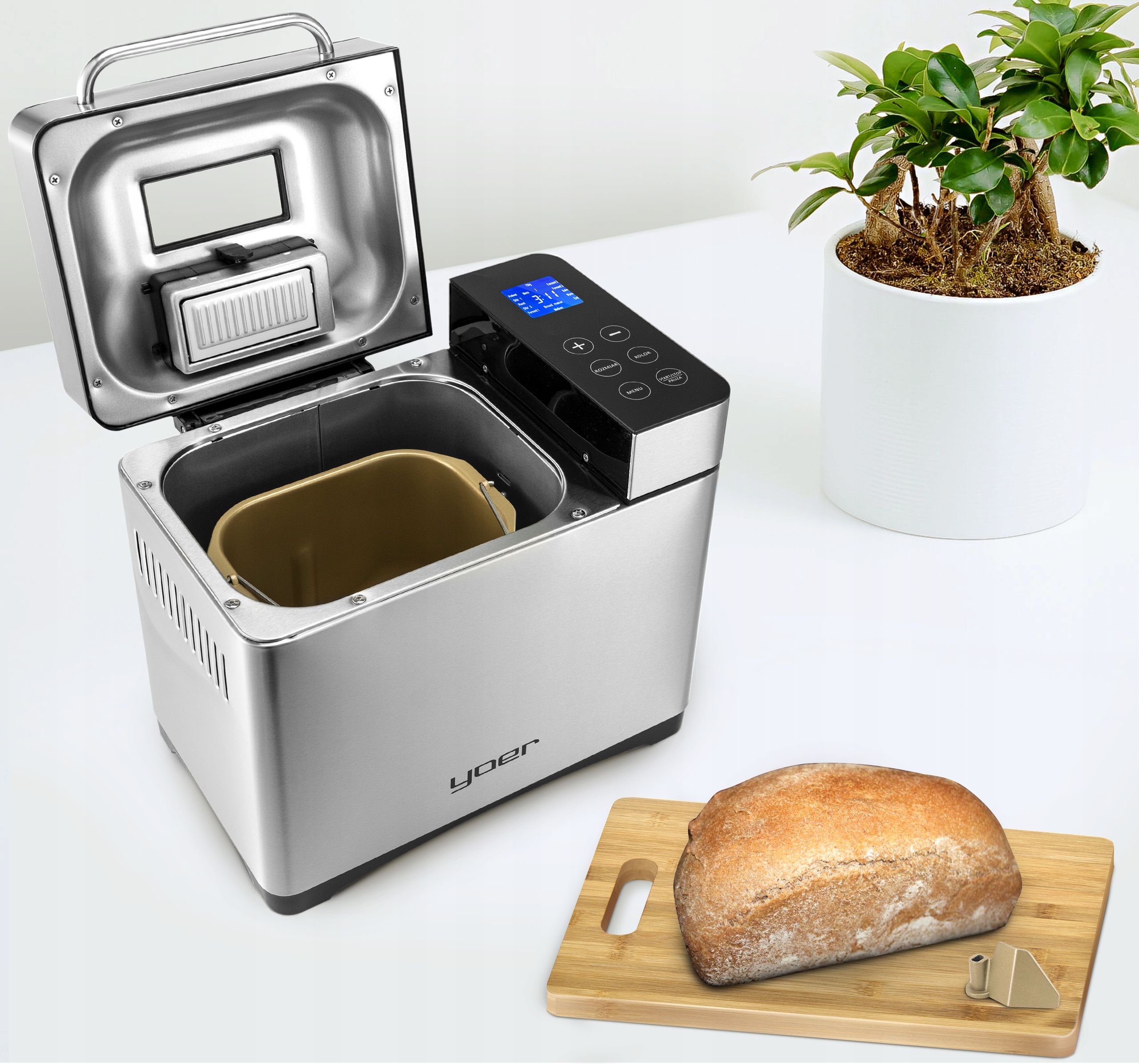 Automat do pieczywa Wypiekacz chleba Yoer INOX +Przepisy +19 programów+LODY Moc 710 W