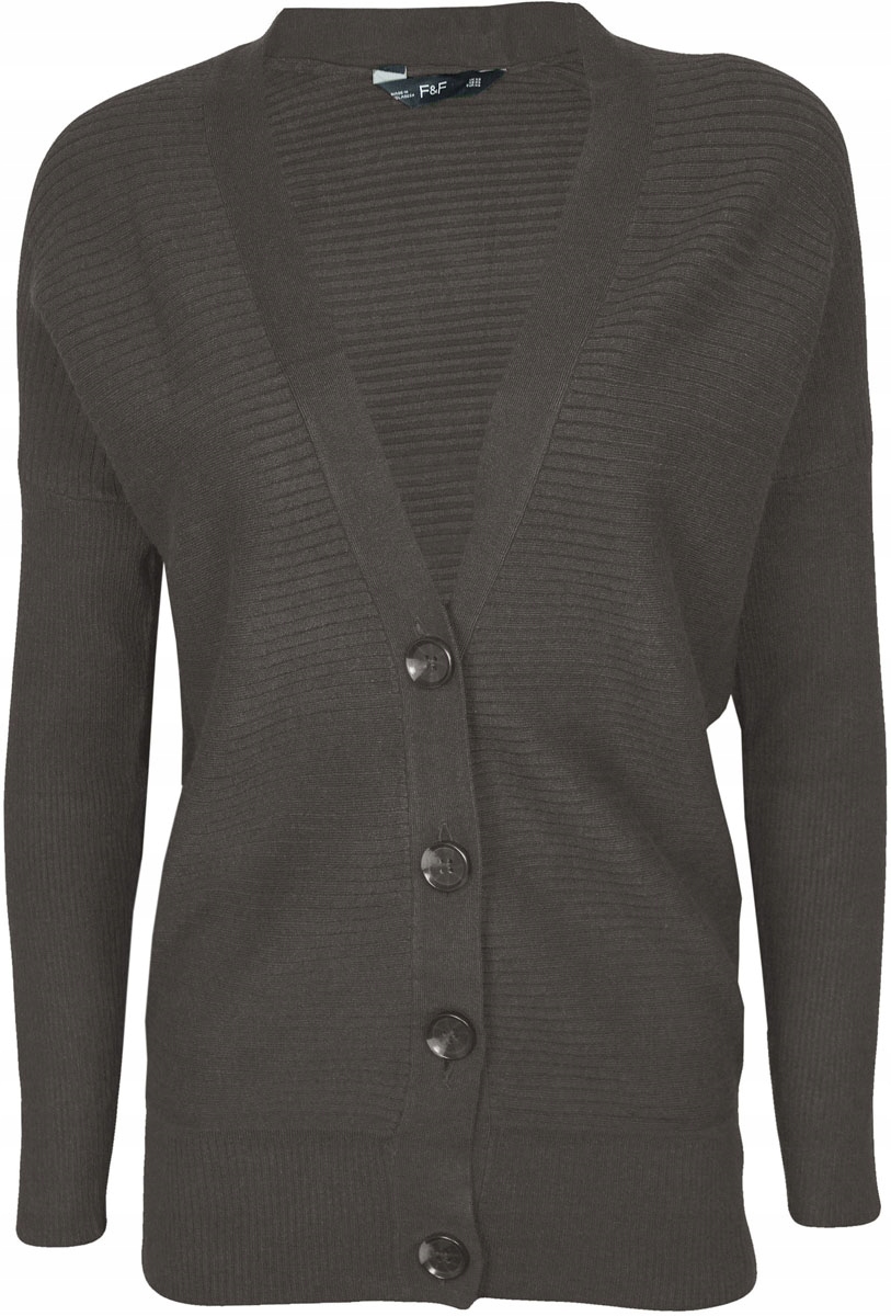 

F&f Prążkowany Grafitowy Sweter Kardigan Xs 34