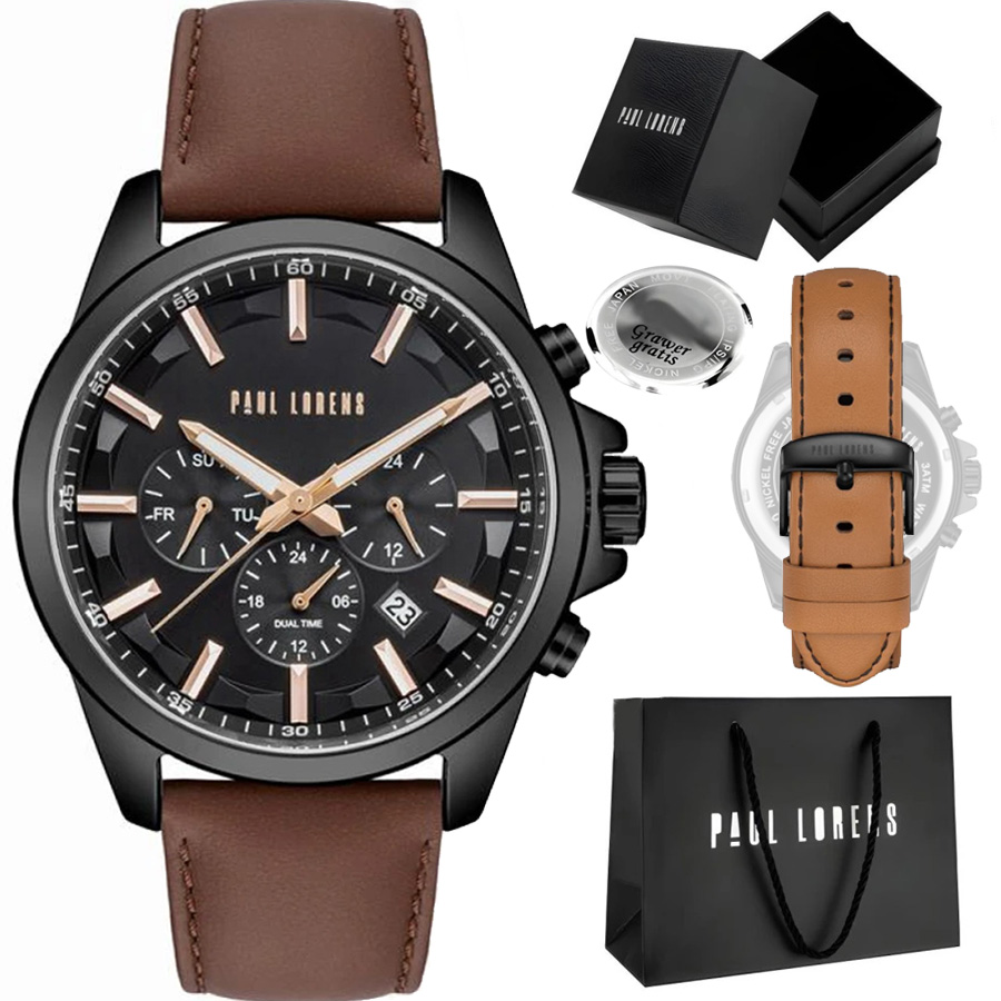 Pánské hodinky Paul Lorens S Datumovkou Set 2 Klasických Řemínků Jako Dárek