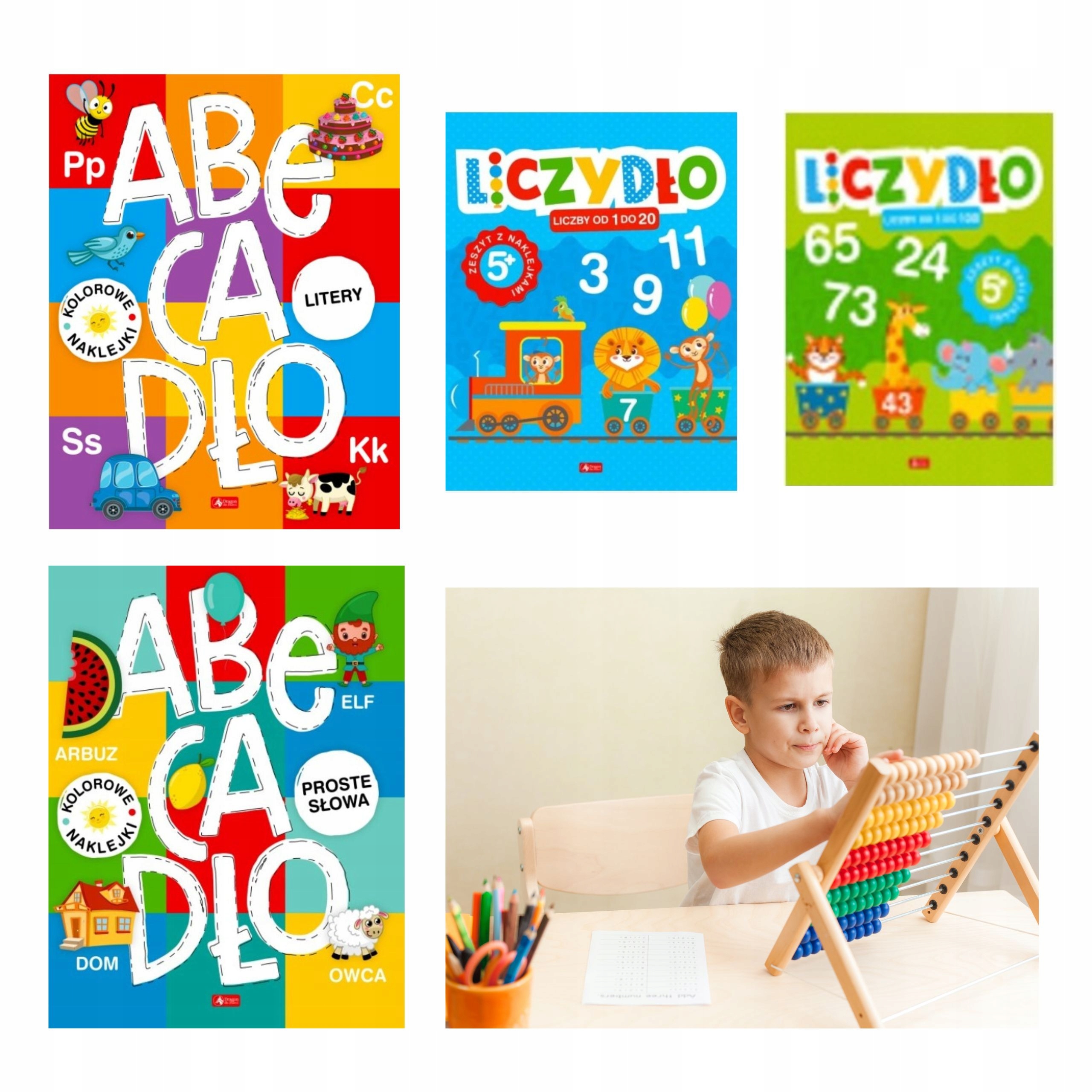 

Abecadło i Liczydło literki proste słowa liczenie