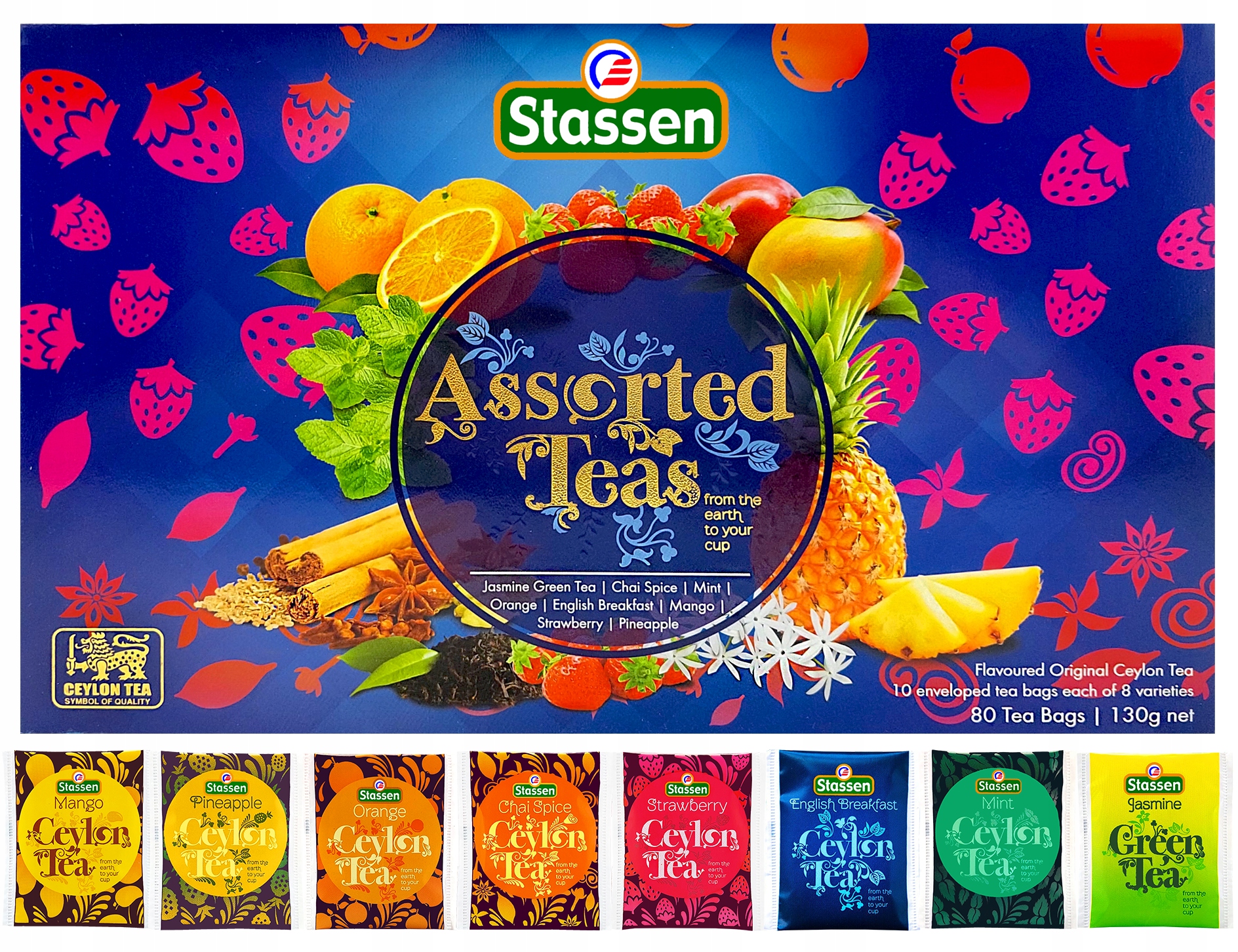 Sada čajů 8 Příchutí mix 80ks Stassen Assorted Teas Blue jako Dárek