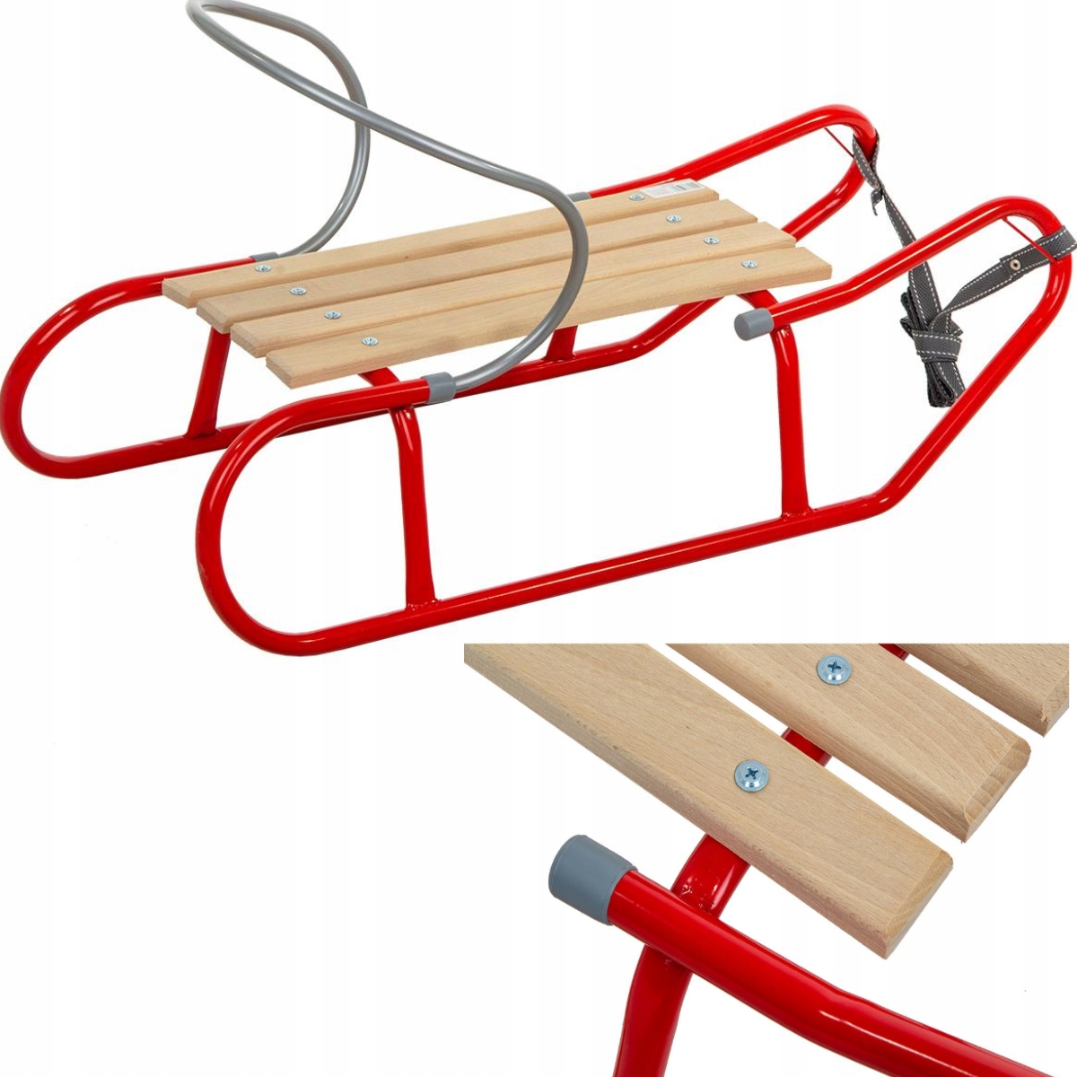 Sanki Tradycyjne Solidne Metalowe Z Oparciem Tomek Czerwone
