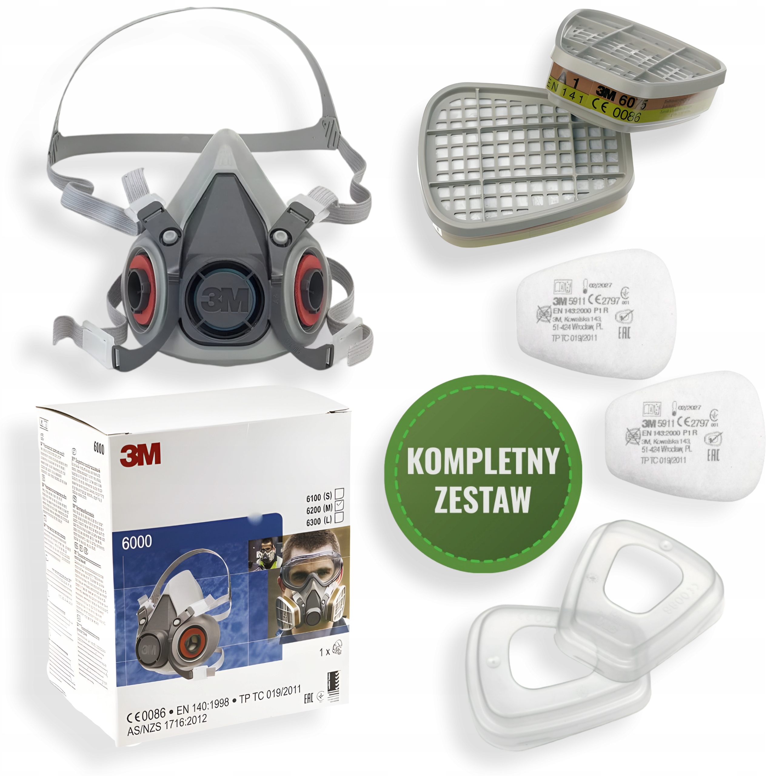 Lakovací sada Maska 3M 6200 s absorbéry 6075 Formaldehyd Originál
