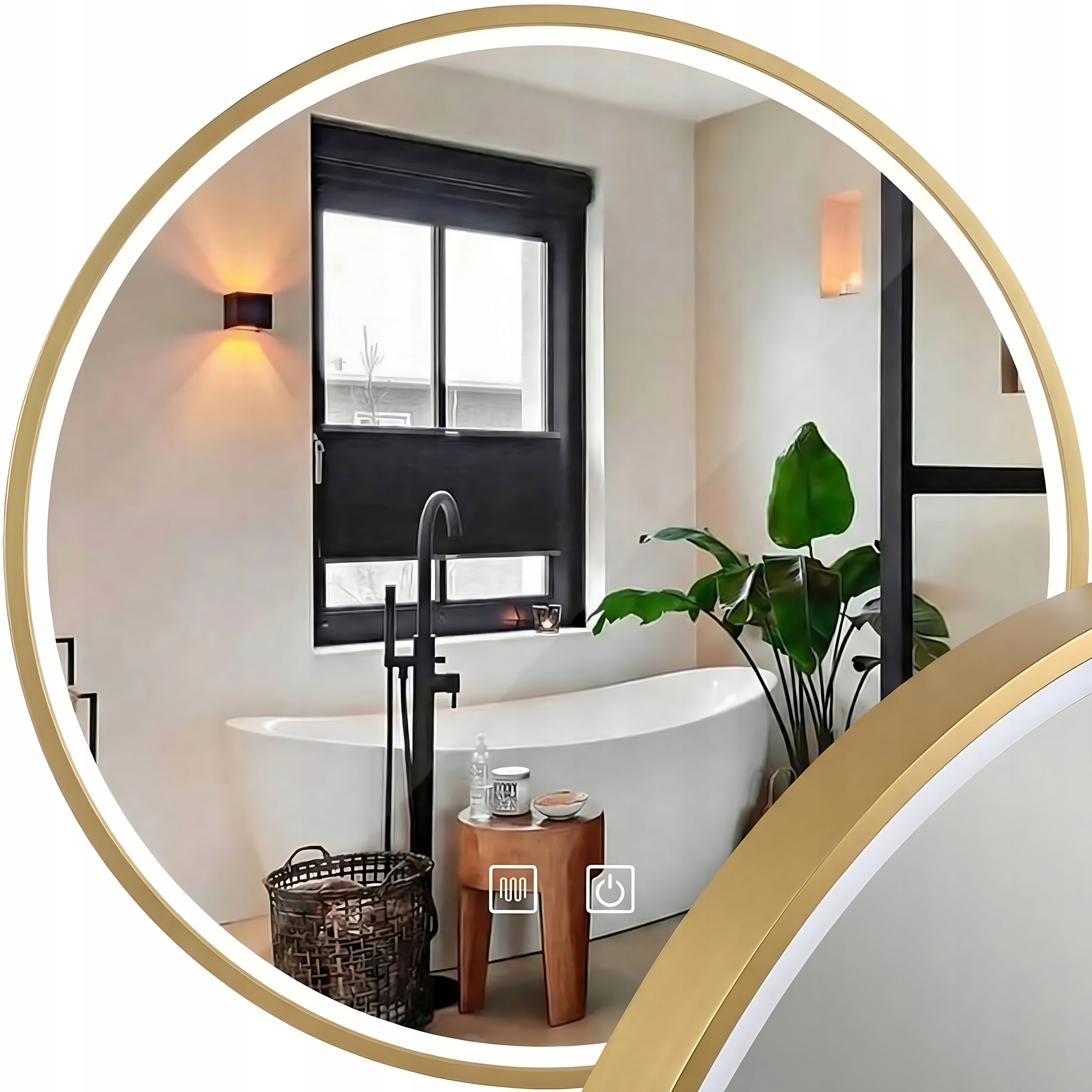 LUSTRO OKRĄGŁE LED 90 cm ŁAZIENKOWE Z OŚWIETLENIEM ANTYPARA REA MMJ