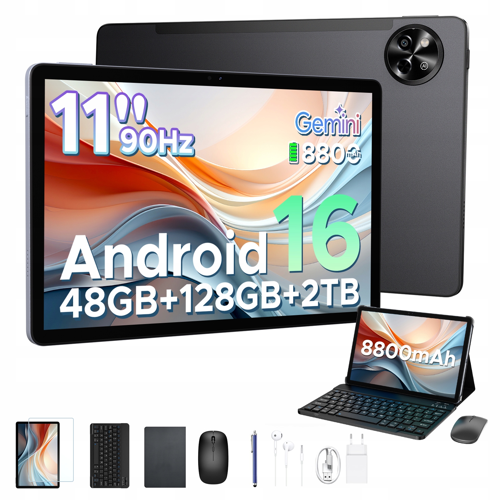 Tablet Pockam P11 11'' Android16 8/128GB 8800mAh 90Hz WiFi Gps Zestaw