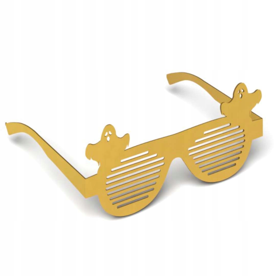 OKULARY papierowe HALLOWEEN złote DUCHY duszki x6