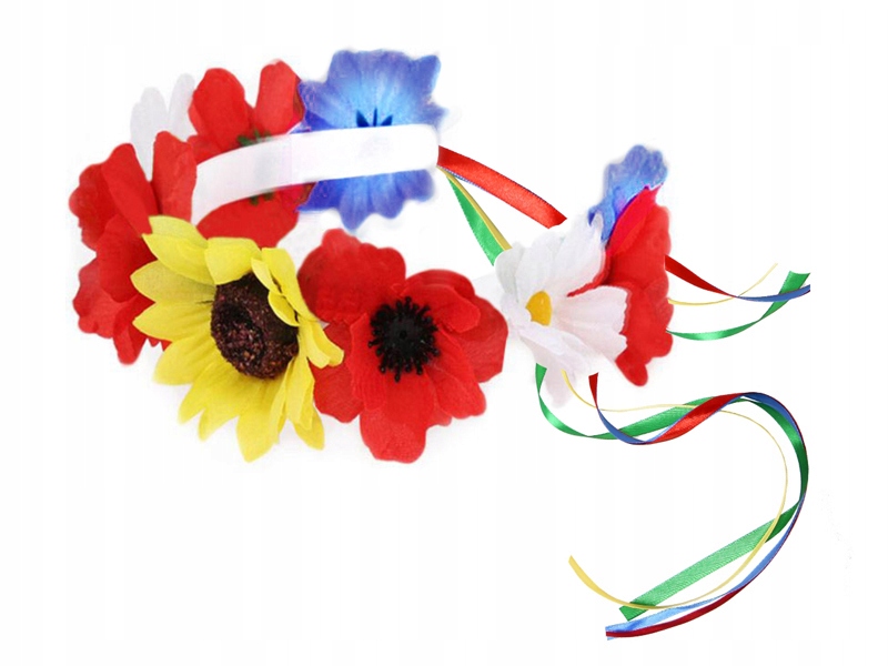 НАРОДНЫЙ ВЕНОК ПОВЯЗКА ВЕСНА ПЛАТЬЕ КРАКОВЯНКА ЦВЕТЫ ФЕЯ КРАСОЧНЫЙ