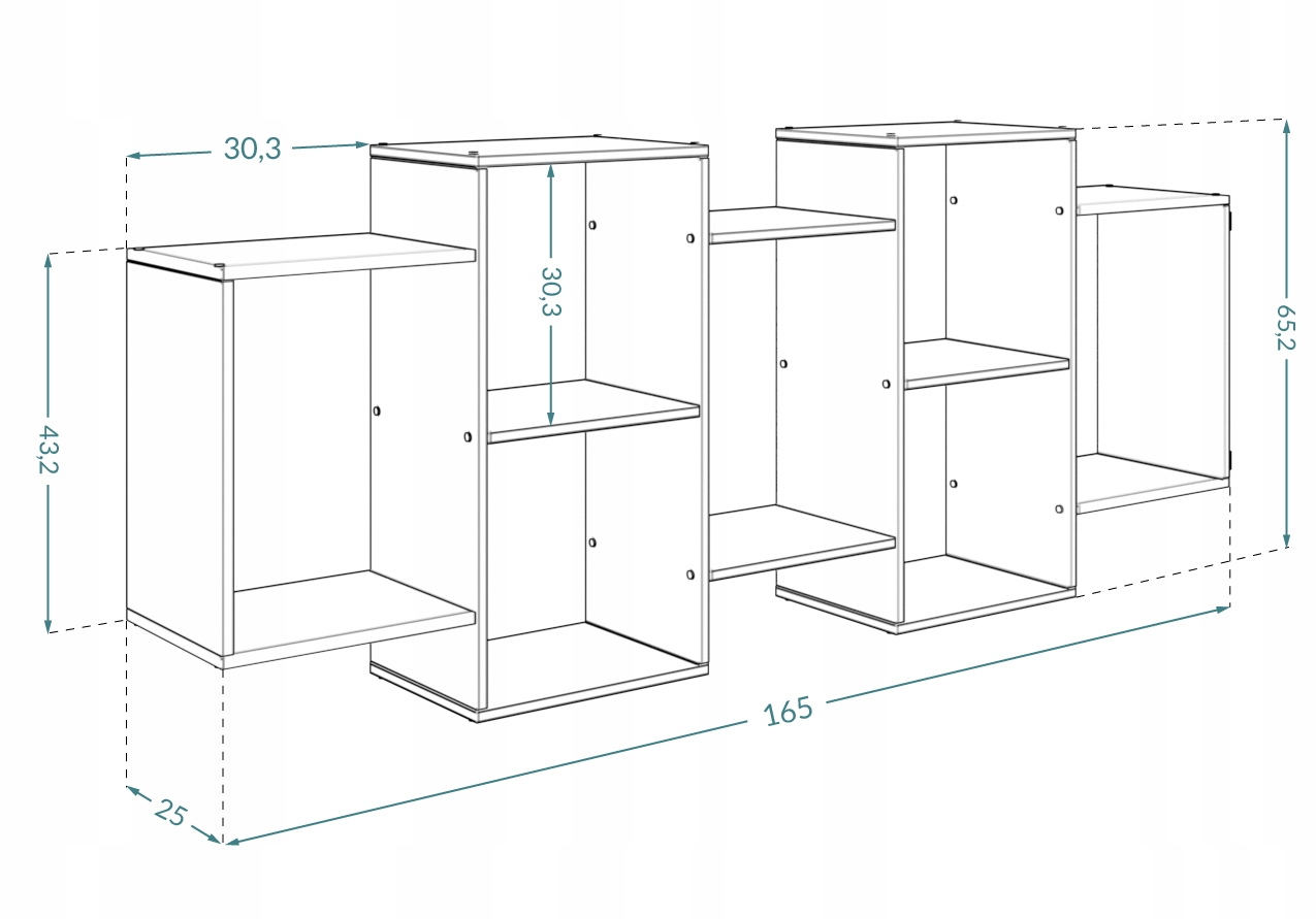 Półka regał wisząca ścienna TRIO na książki biała Materiał płyta laminowana