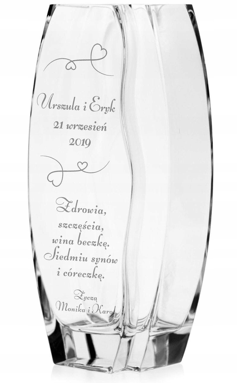 

Wazon 32cm z grawerem Podziękowania Ślub