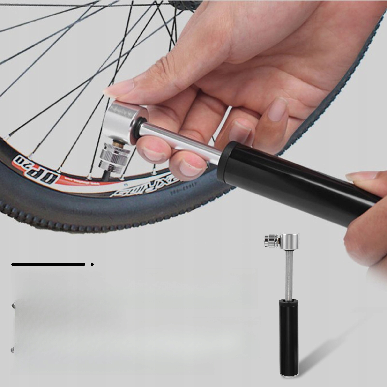 PRZENOŚNA POMPKA ROWEROWA, RĘCZNA KOMPRESOR POWIETRZA DO OPON, MINI Waga 103 g