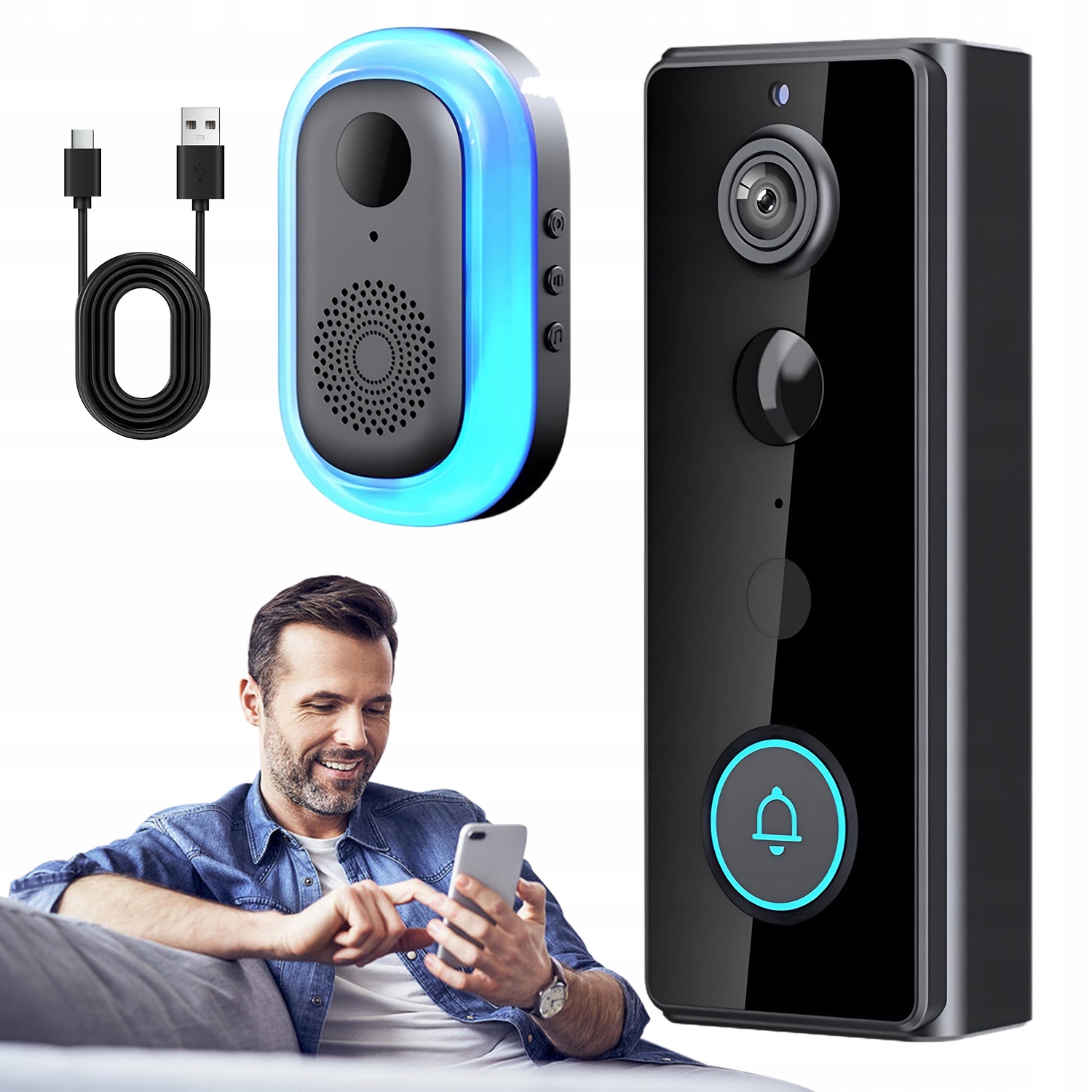 Videodomofon Monitor Bezdrátový Videozvonek Noční Infračervené Vidění