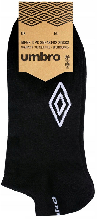 UMBRO SKARPETKI STOPKI CZARNE 3-PAK 39-42 Kolor dominujący czarny
