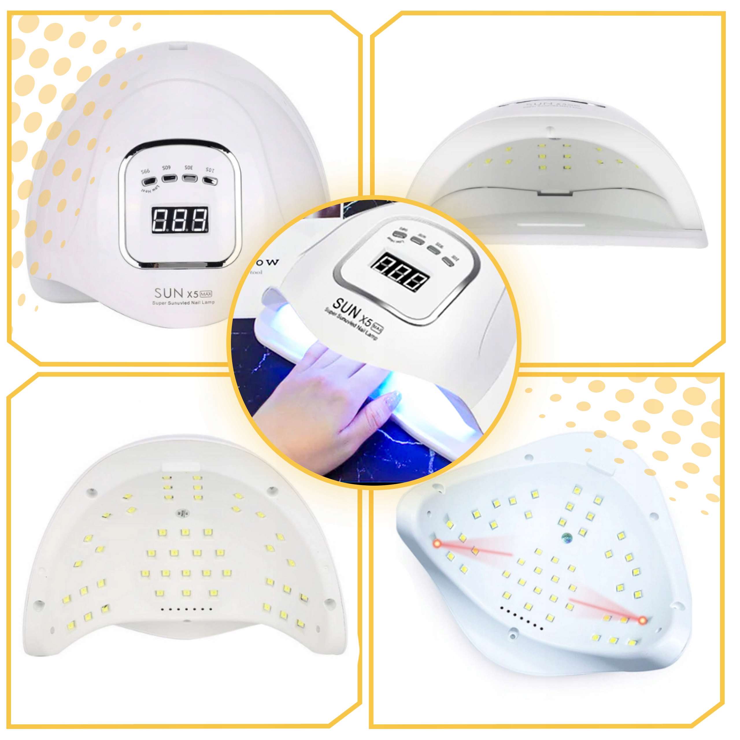 LAMPA DO PAZNOKCI UV LED 80W DO HYBRYD ŻELI MOCNA HYBRYDY SUN X5 MAX LCD Model SUN X5 MAX