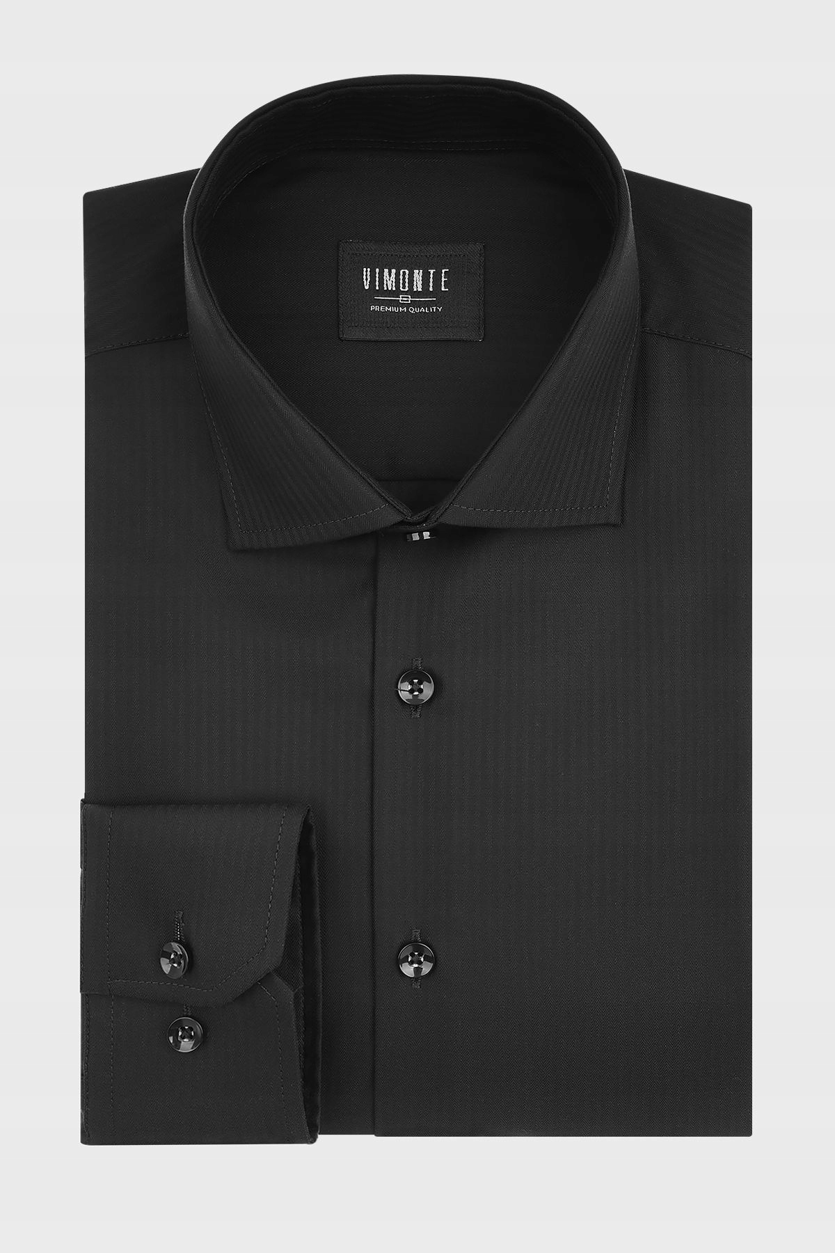 Černá pánská košile Vzor Pruh 44-176/182 Slim Fit