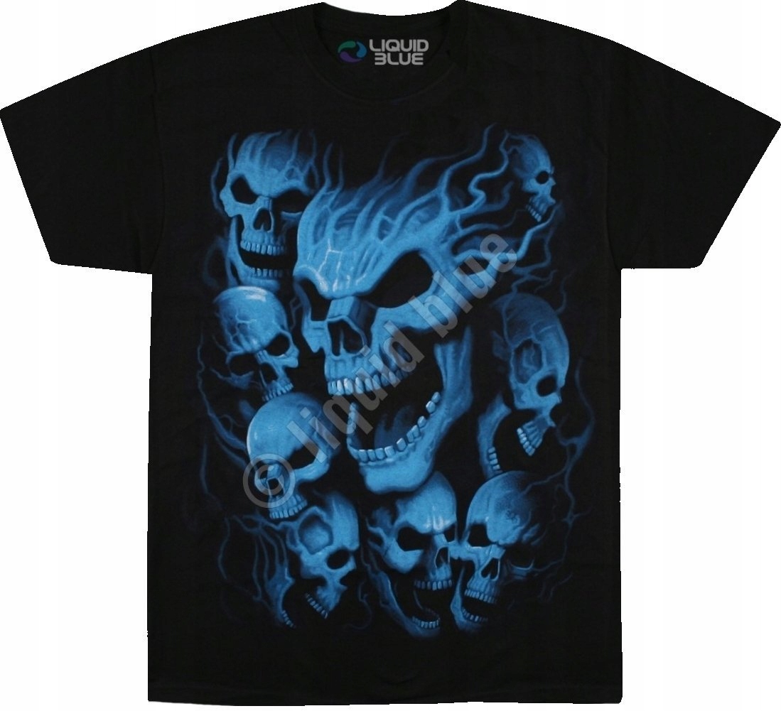 Černé tričko Vampire Skulls Liquid Blue M