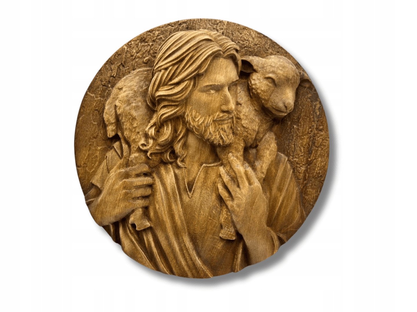 Plochá socha Ježíše s Beránkem Dřevěná Dárek Křest Svaté Přijímání Svatba 25