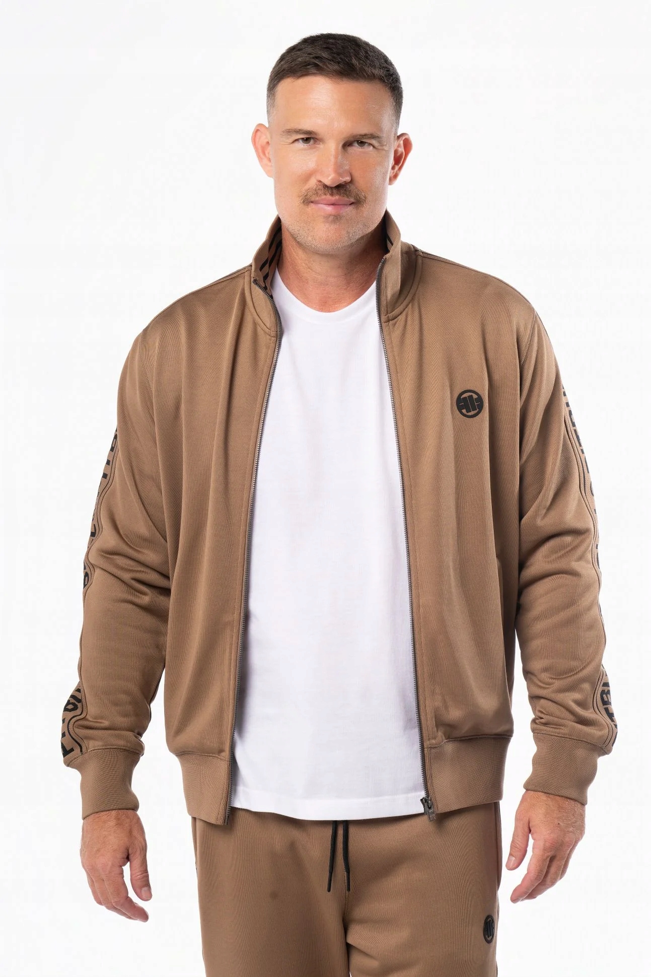 Pit Bull Rozepínací Mikina Tape Logo Coyote Brown M