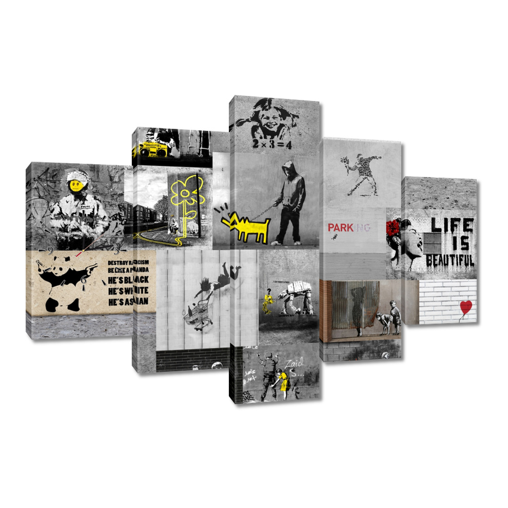 Nástenné hodiny 150x105 Full Mix Banksy