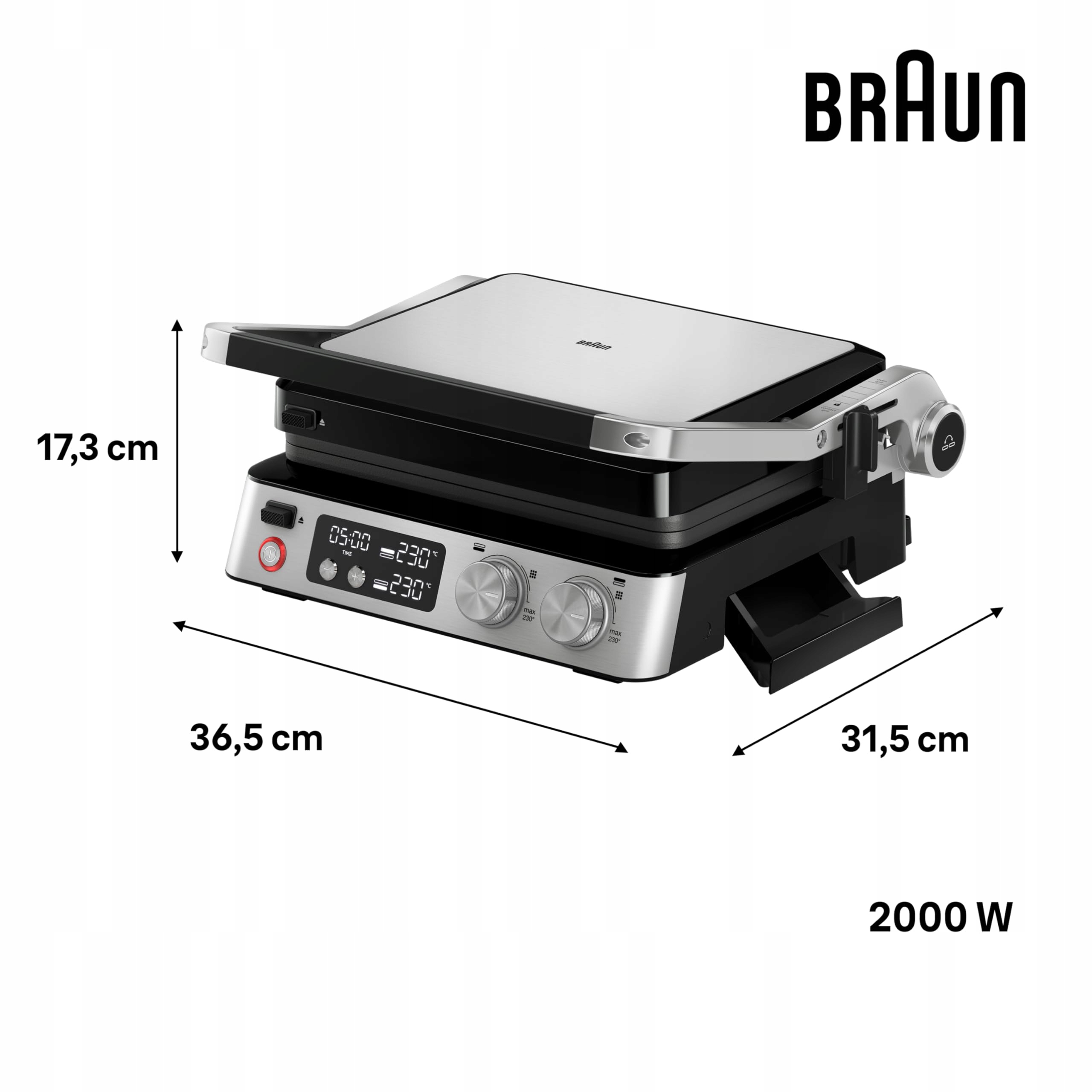 BRAUN MultiGrill 7 Grill Kontaktowy 3w1 BBQ Duża Powierzchnia 2000W — miniatura 3