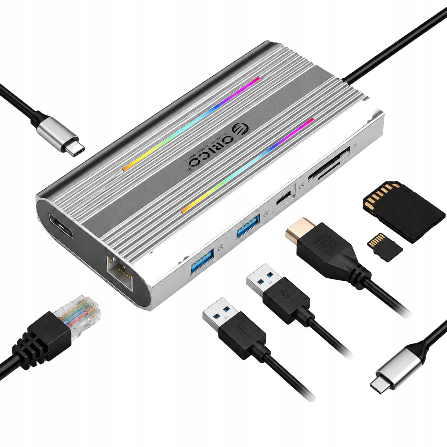 Usb-c Hdmi Dokovací Stanice 12v1 Dell DisplayPort 60Hz RJ45 Pd 100W Sd Orico