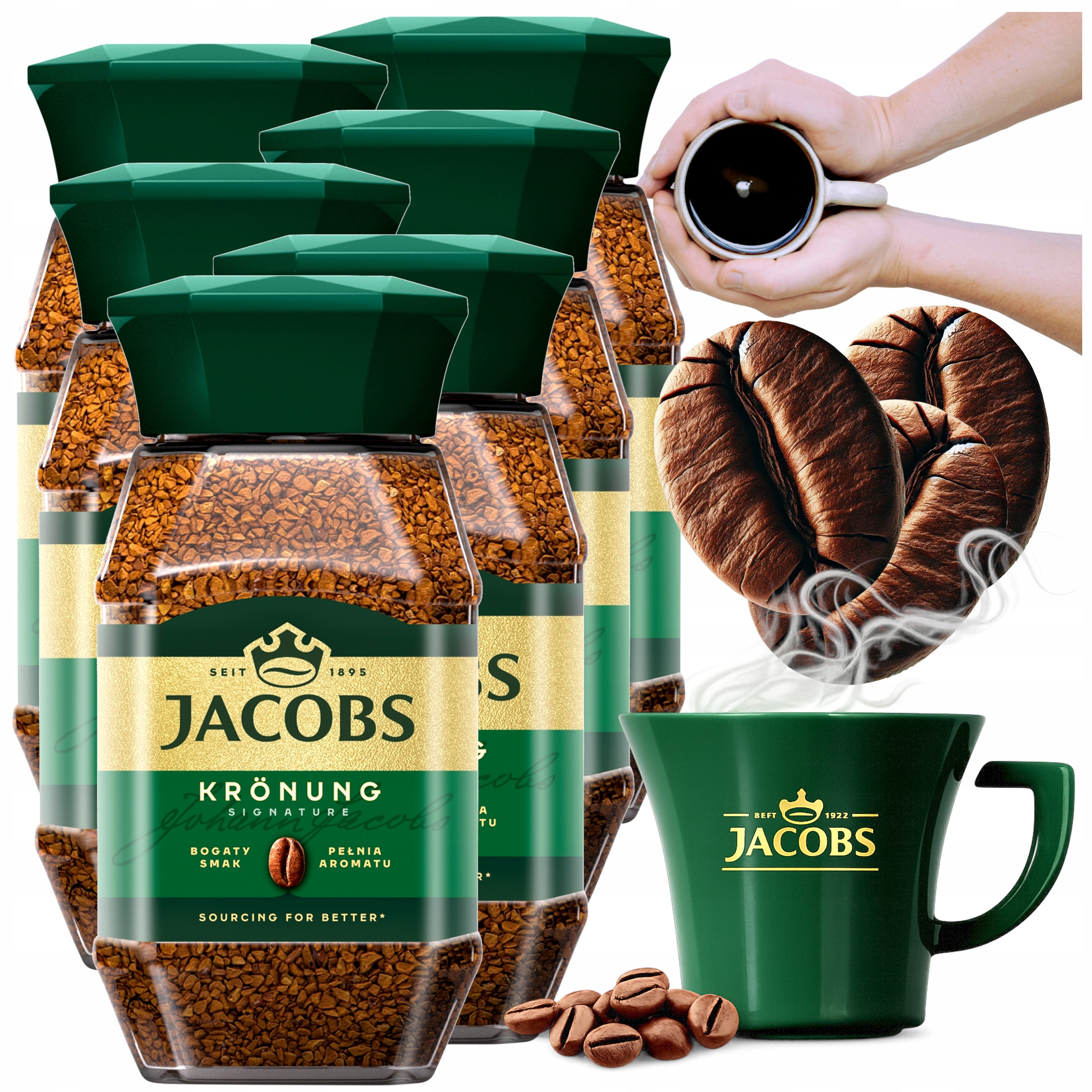 Kawa Jacobs Rozpuszczalna 200g x6 Kronung W Słoiku Instant Original Cafe