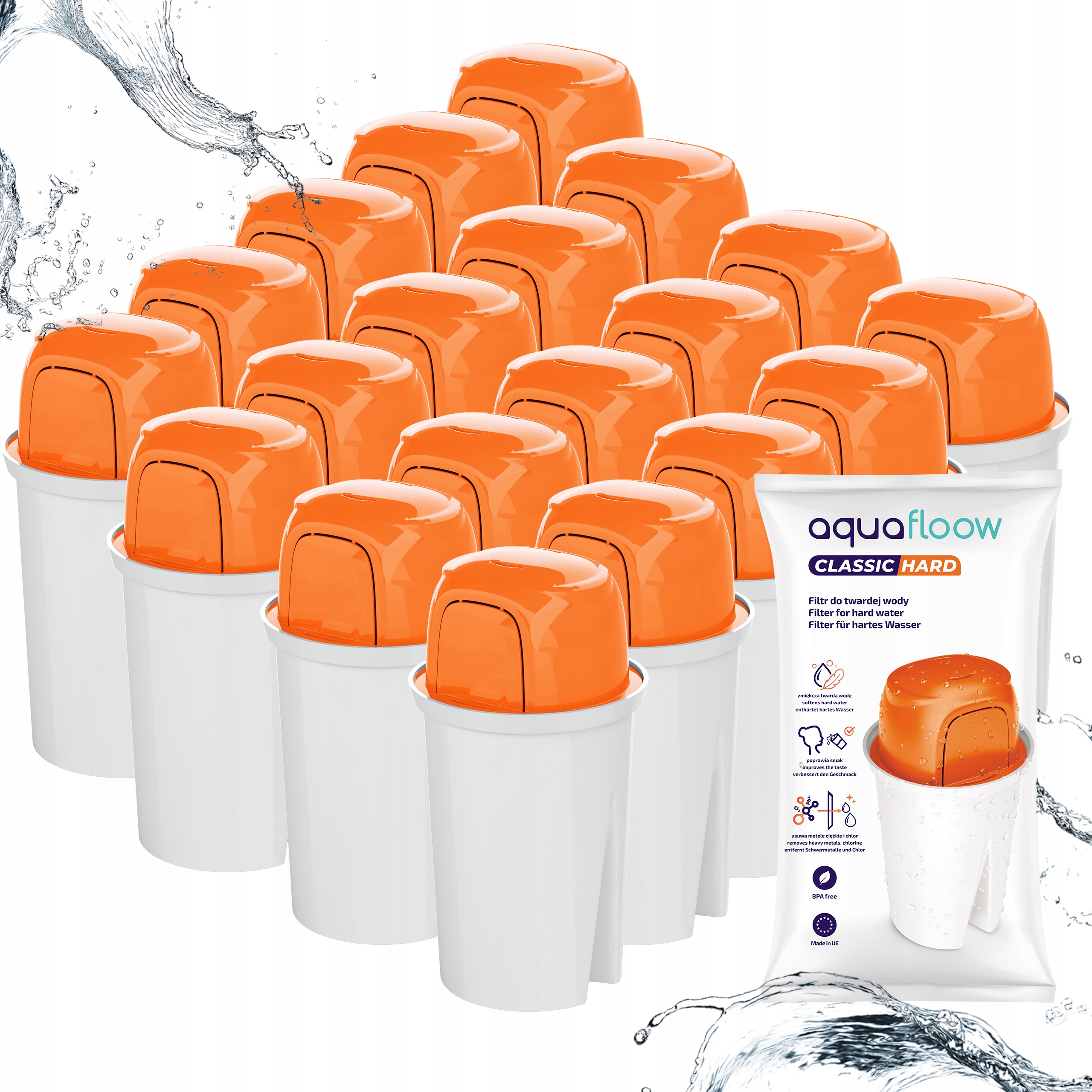 20 Filtrů Aquafloow Classic Hard Pro Skleněnou Konvici Dafi Crystal, Náhrada