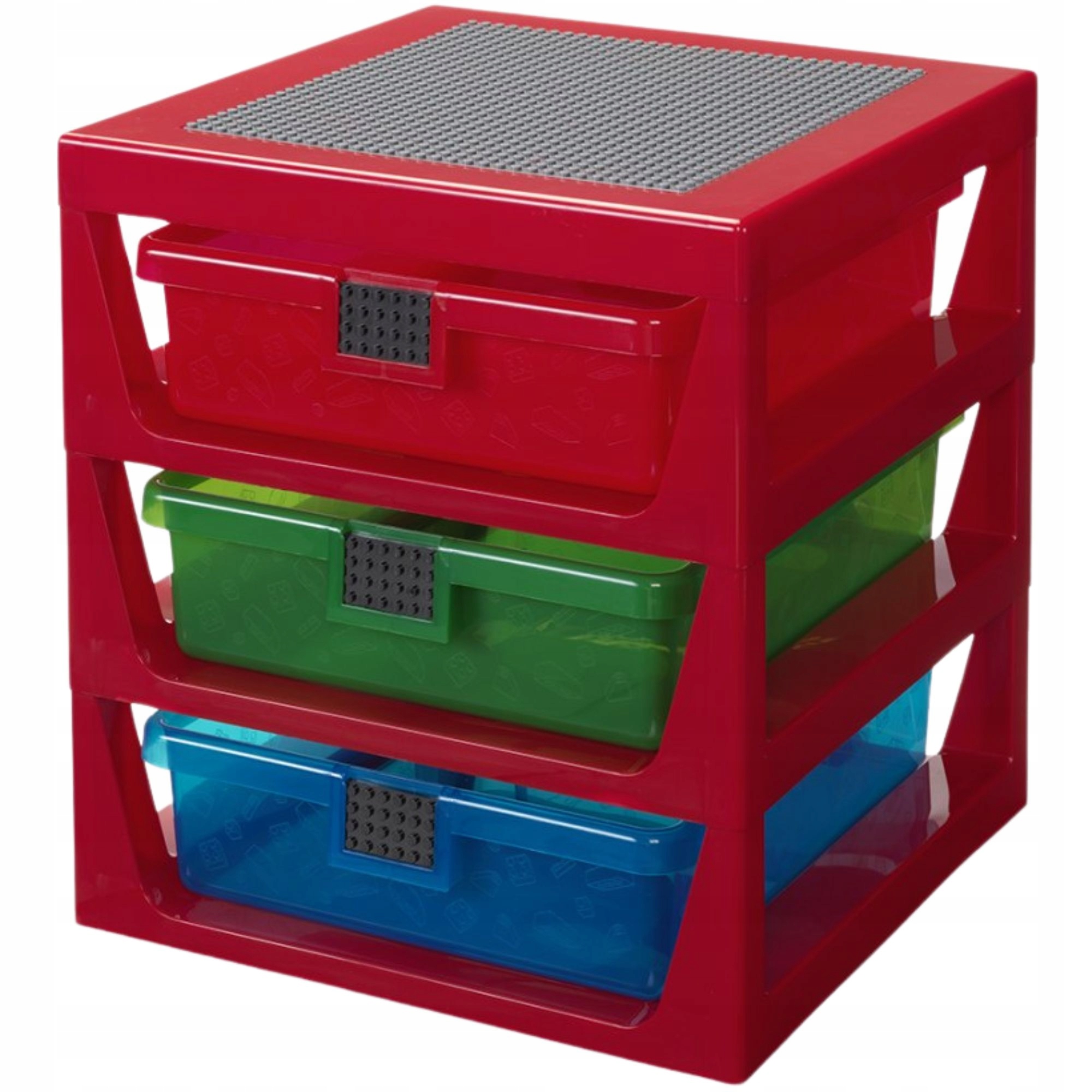 Regál Lego se zásuvkami (červený) – rozměry 34,5 x 32,5 x 37,5 cm