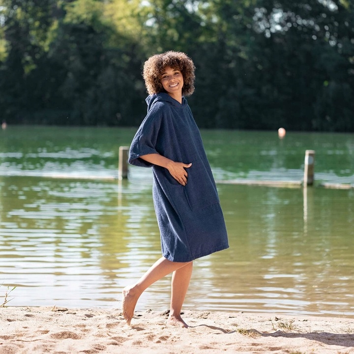 Ponczo do Morsowania Bawełna Frotte 100% Ręcznik z Kapturem Damski Męski M Długość 105 cm