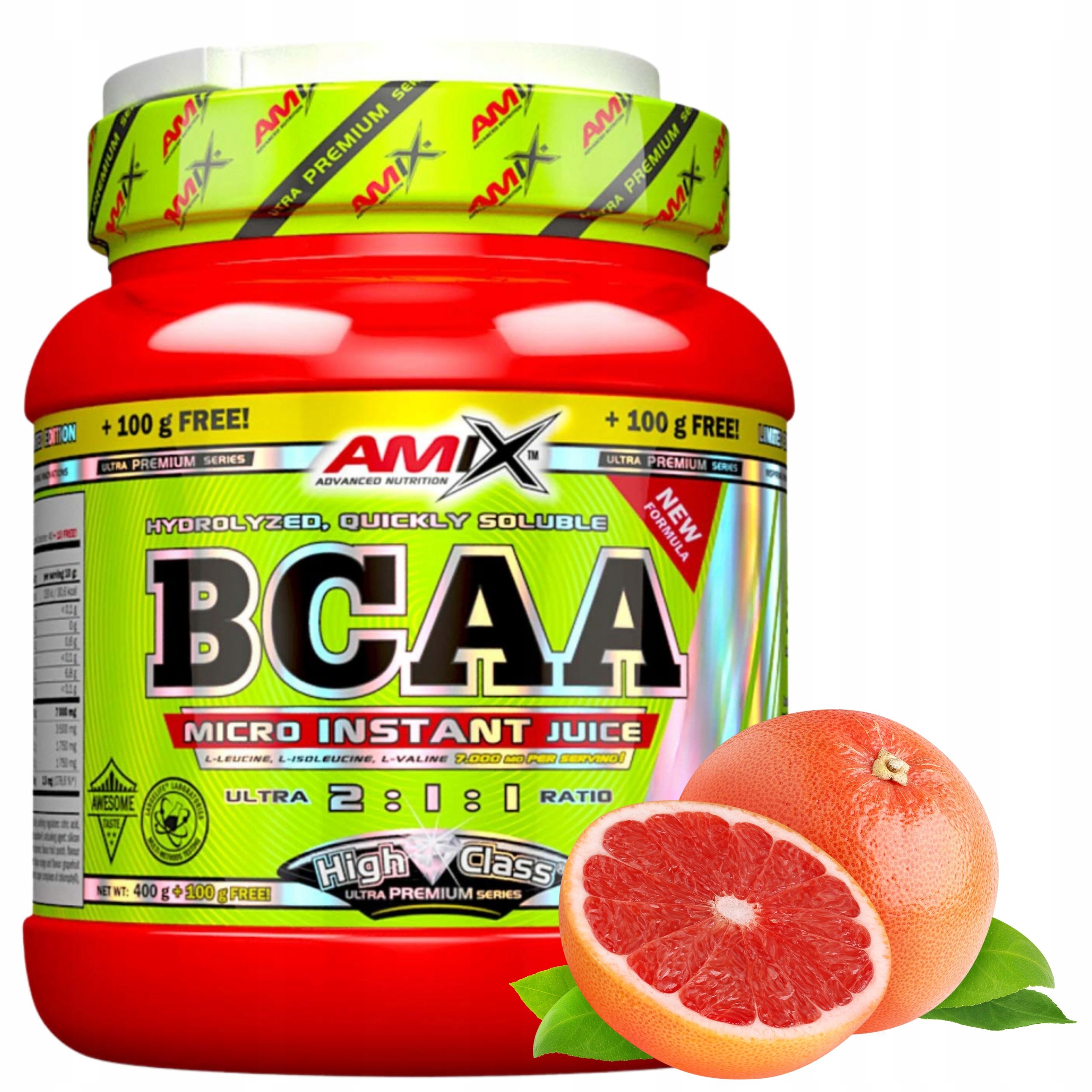 Aminokyseliny na pití Bcaa 2:1:1 Leucin Isoleucin Valin Grapefruit 500 g