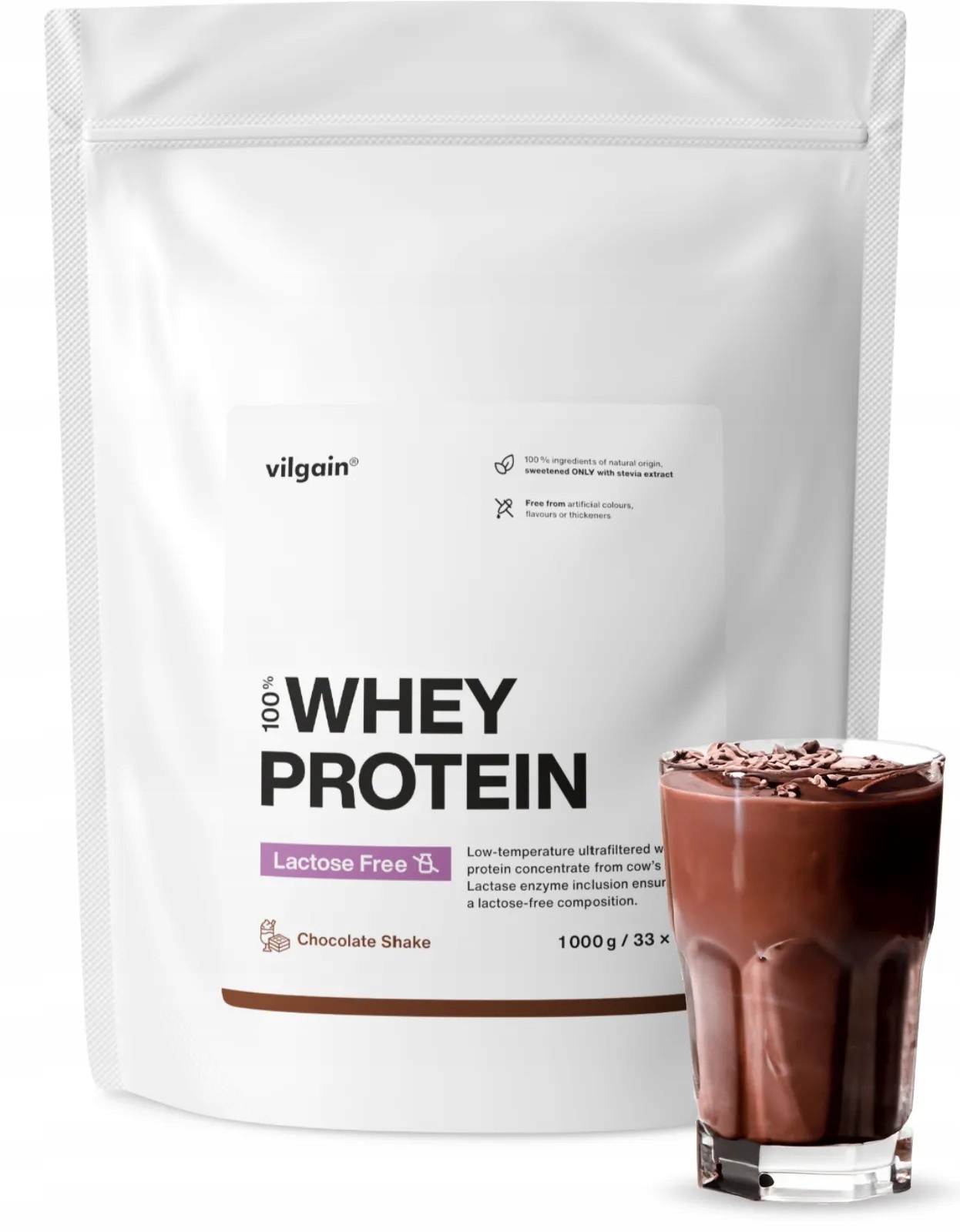 Bílkoviny Vilgain 1000 g Chocolate Shake Lactose Free