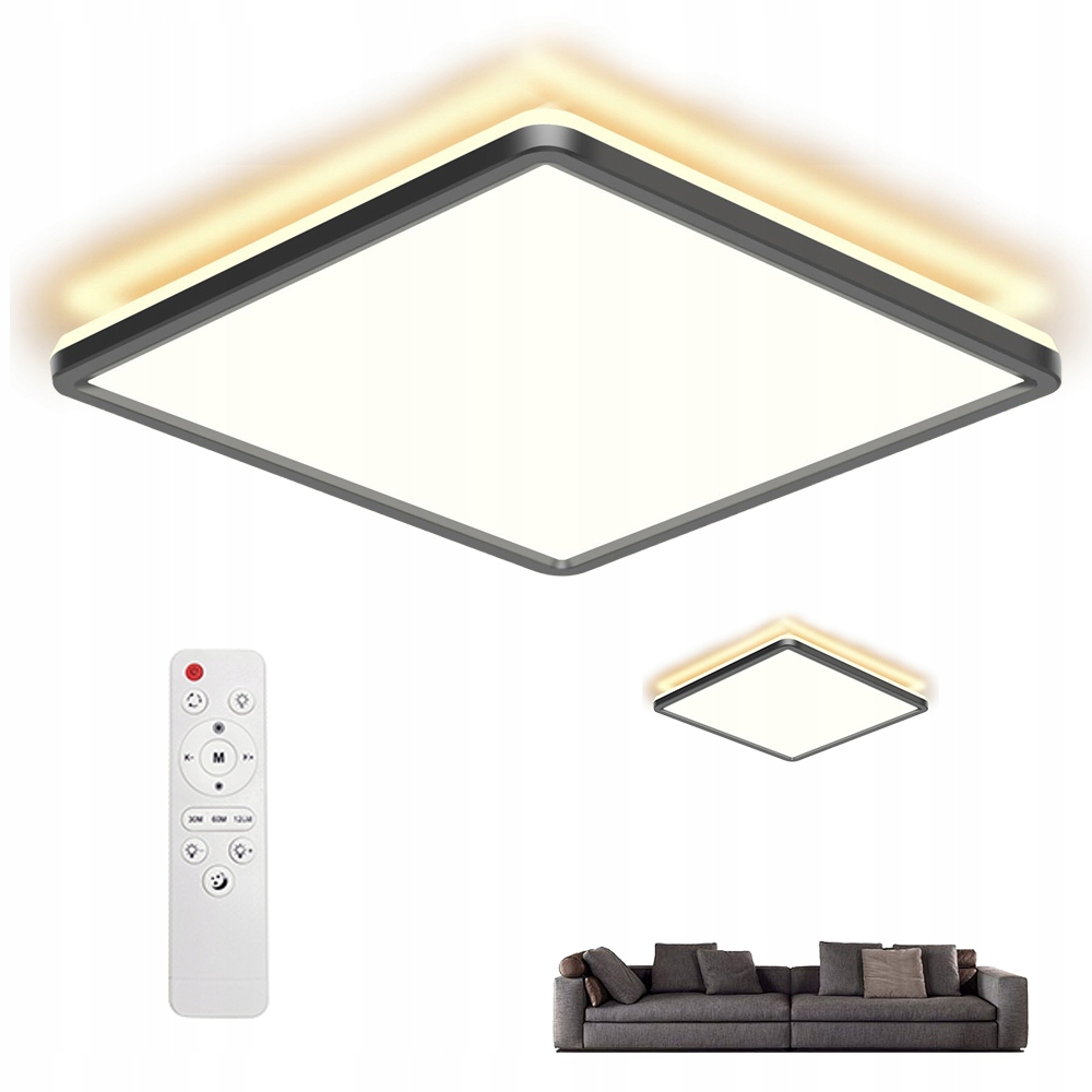 Lampa Sufitowa Plafon Led Kwadrat Możliwość Ściemniania Z Pilot 24W