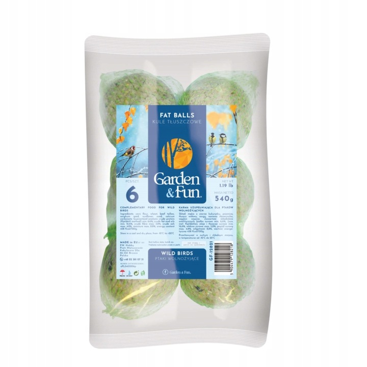 KARMA DLA PTAK&Oacute;W ZIMUJĄCYCH KULA TŁUSZCZOWA 6 SZT