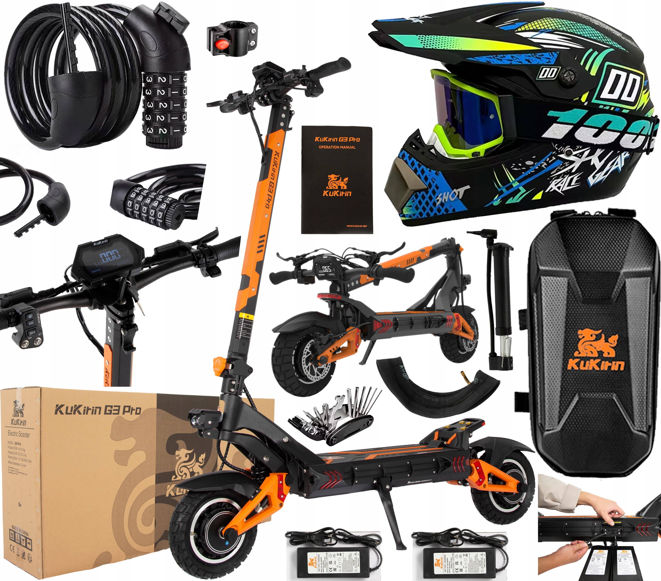 Kukirin G3 Pro Skládací 52 V 23.4 Ah 2400 W 65 km/h 80 Km 10" Terénní Pl