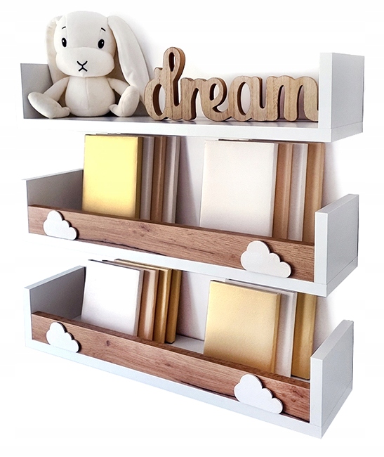 

Półki dziecięce Skandynawskie 3szt Białe dąb 60