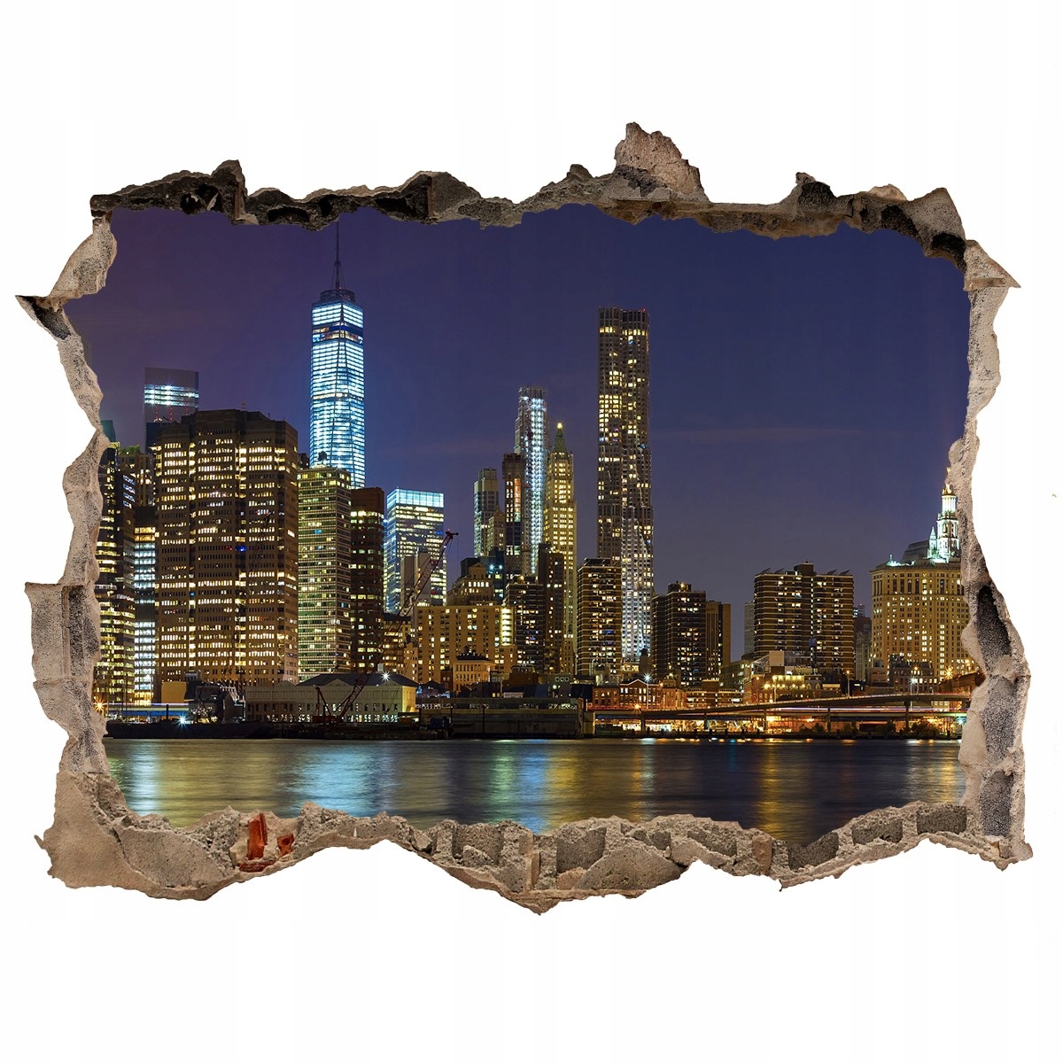 

Fototapeta dziura na ścianę 3d Manhattan nocą