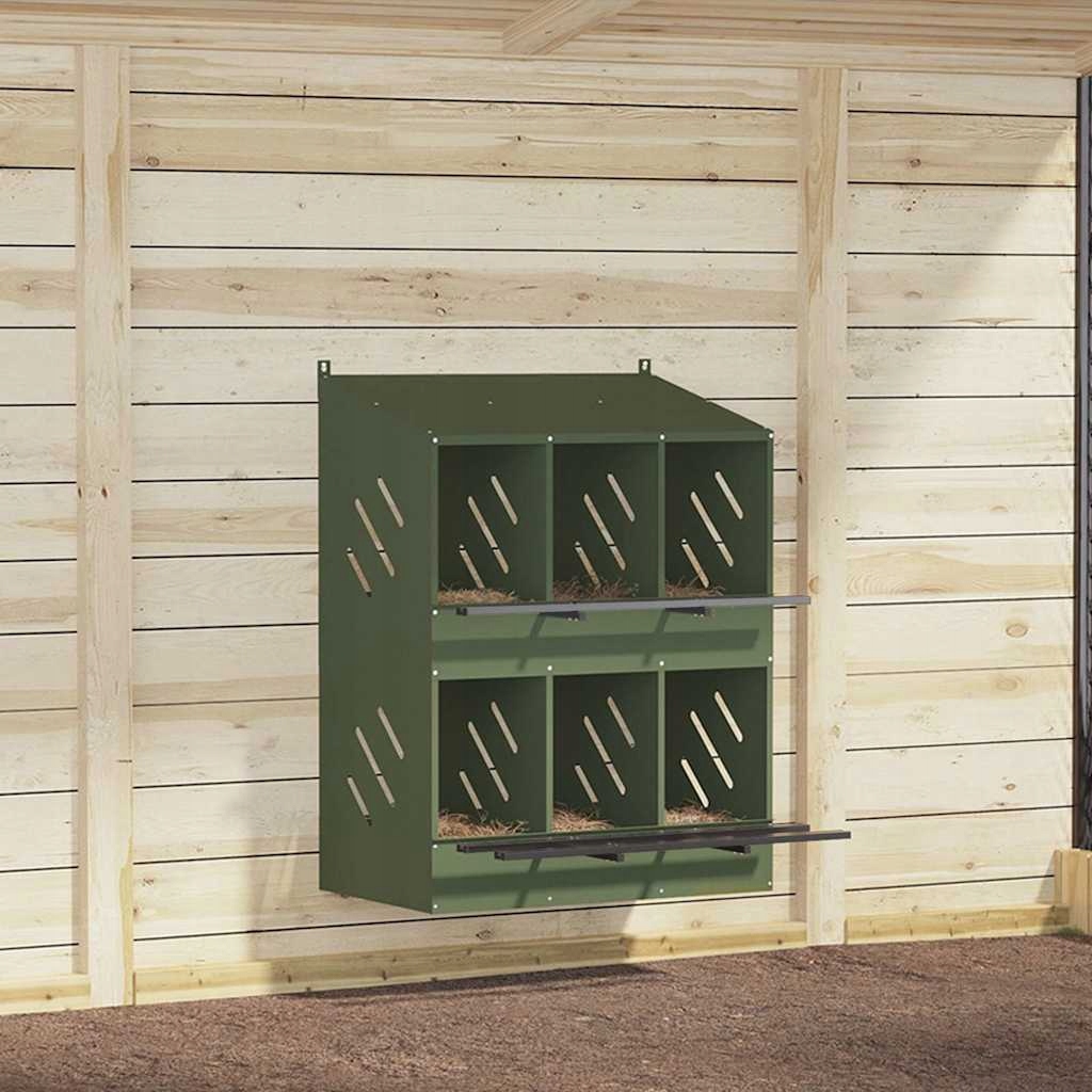 Fionshop 262669651 Hnízdní box pro kuřata se 6 přihrádkami olivově zelený