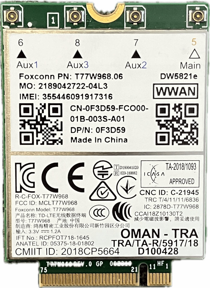 MODEM WWAN Foxconn DW5821e 0F3D59 DO DELL