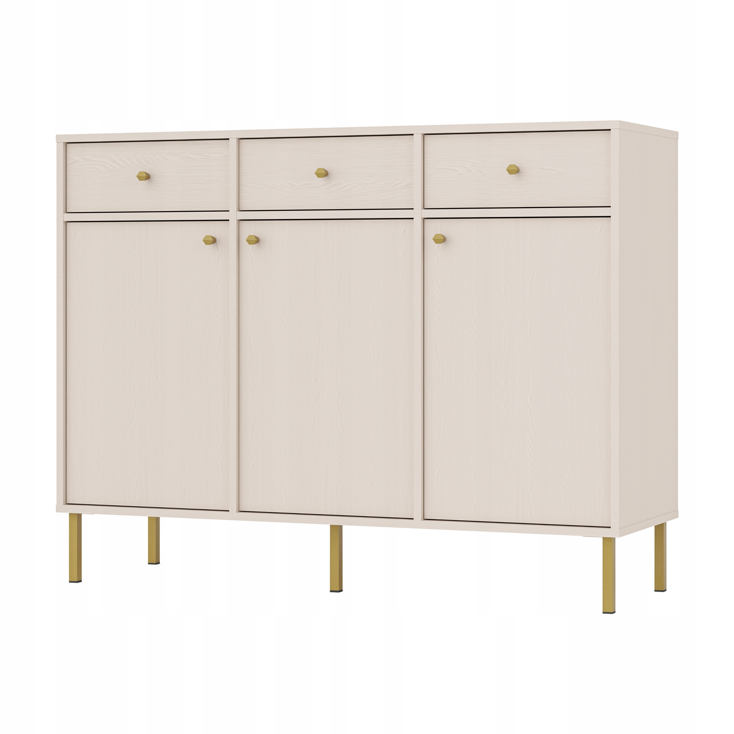 Elegantní velká komoda Moderní Oslo Vysoké nohy do obývacího pokoje Béžová