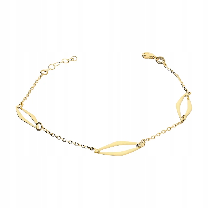 Zlatý náramek pro ženu 585 slzy rámeček elegantní jako dárek pro ni